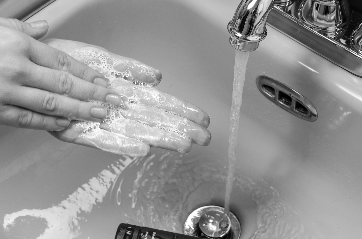 washing hands with cleanser